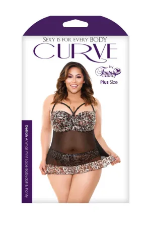 Delilah Babydoll and Panty - Leaopard Print/black - 3x4x
