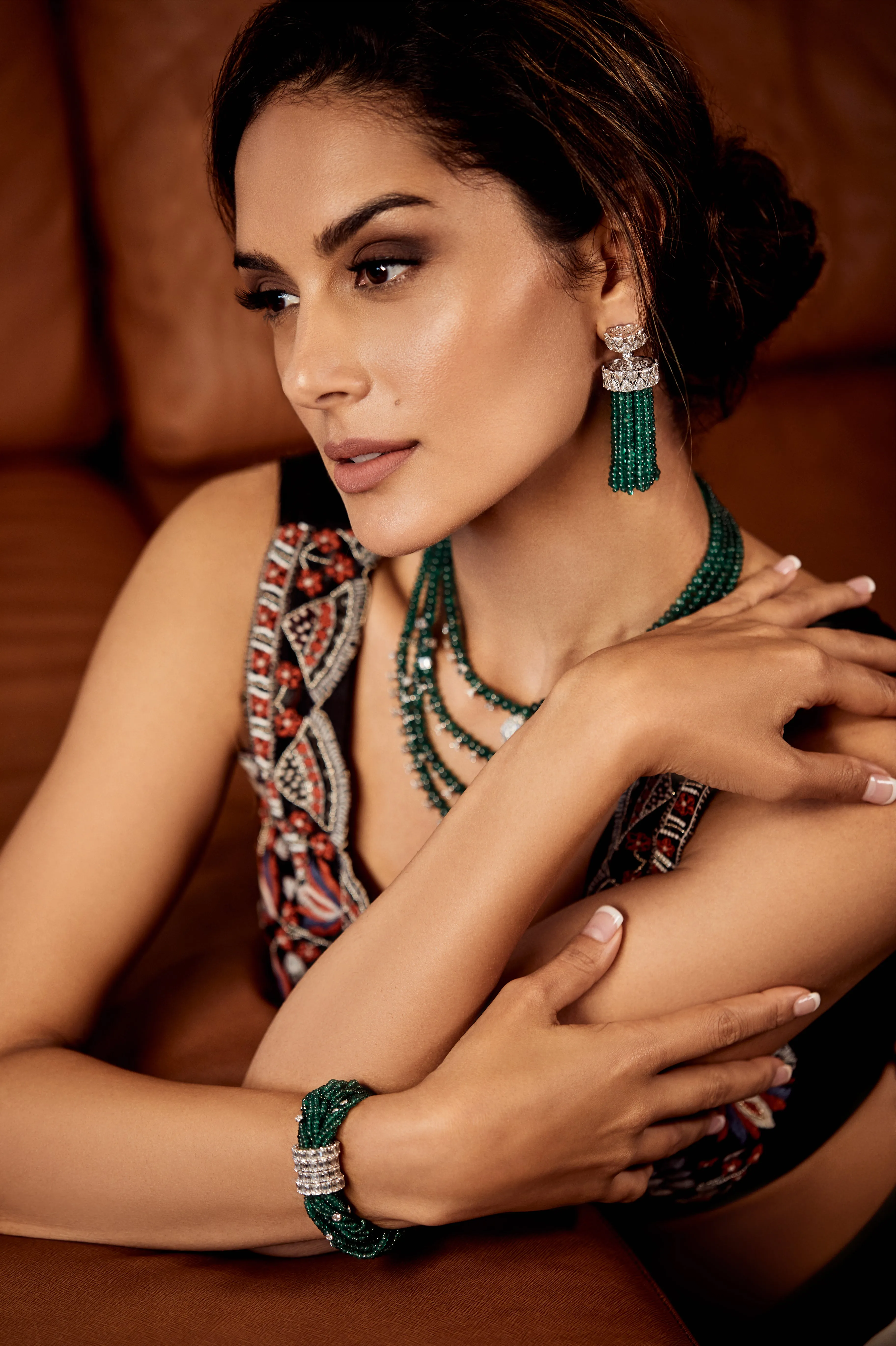 Diamond & Emerald Statement Earrings