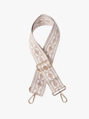 Diamond Guitar Strap, Taupe/White