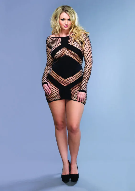 Diamond Net Mini Dress - Queen Size - Black