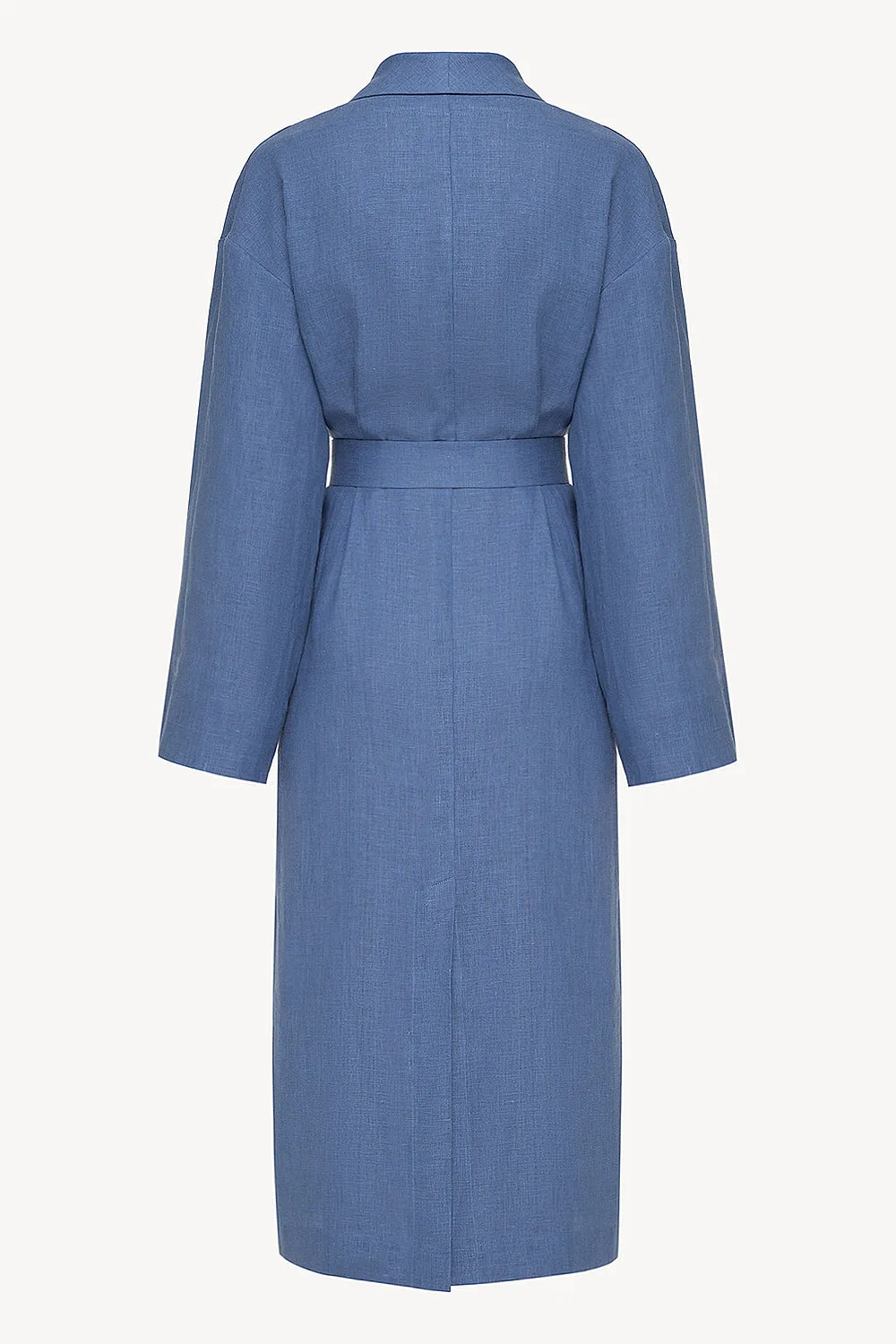 Female linen robe in blue