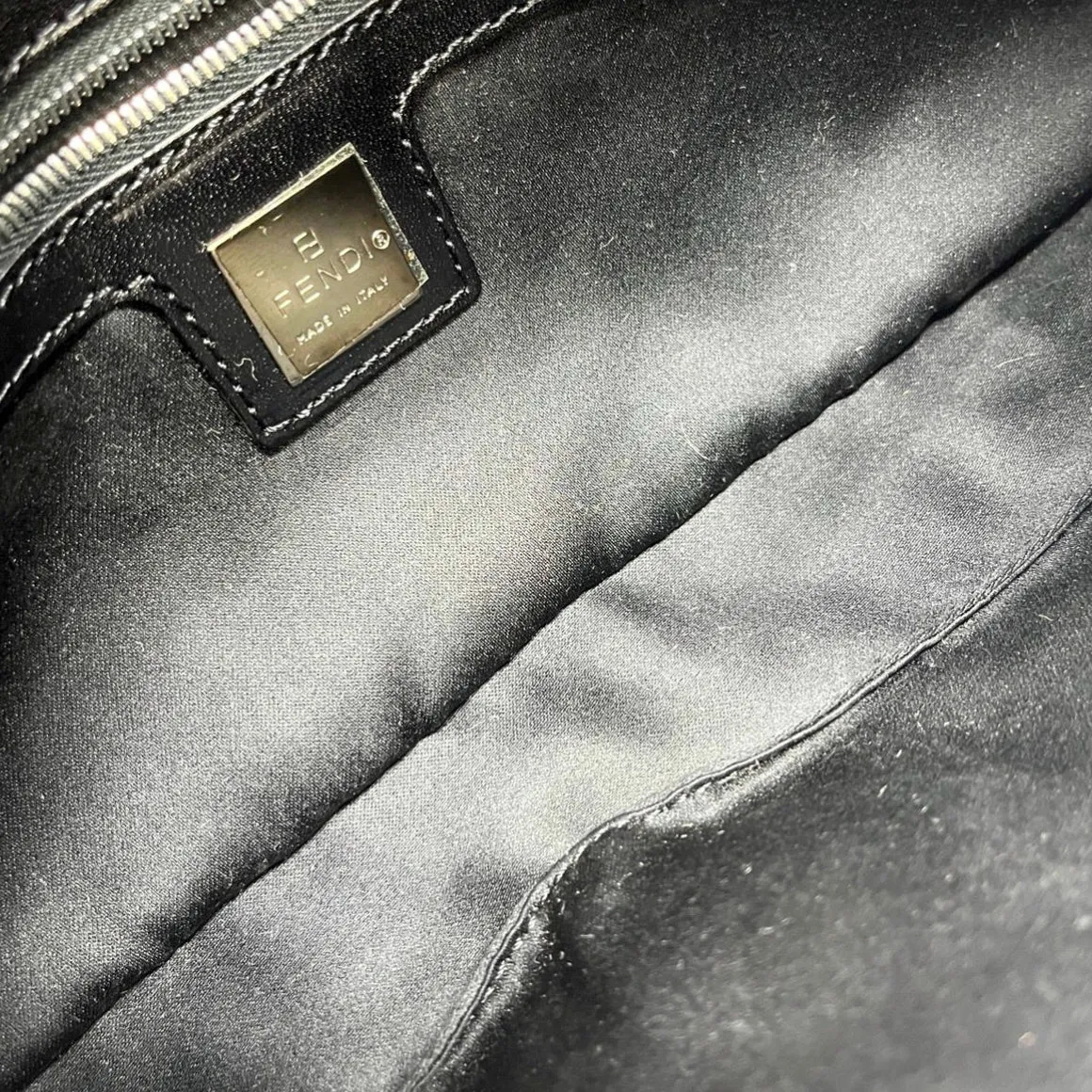 Fendi Black Fur Baguette Bag