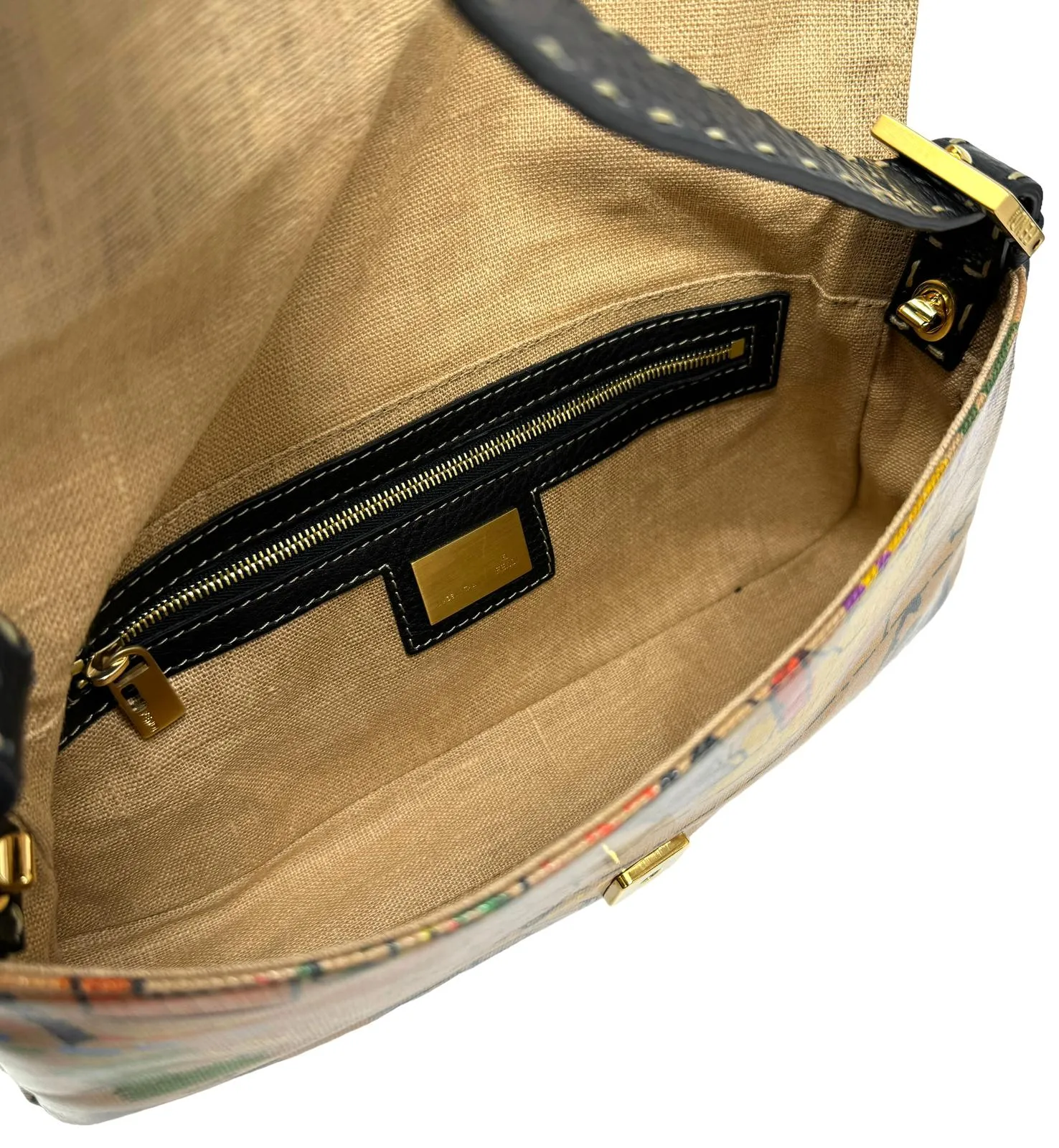 Fendi Brown Graffiti Logo Baguette