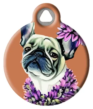 Frenchie | French Bulldog Floral Name ID Tag