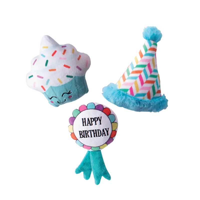 Fringe Studio - Happy Bark-Day - 3pc Small Dog Toy Set