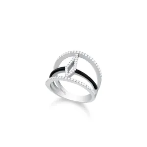 Geometric Cubic Zirconia Pave Enamel Ring