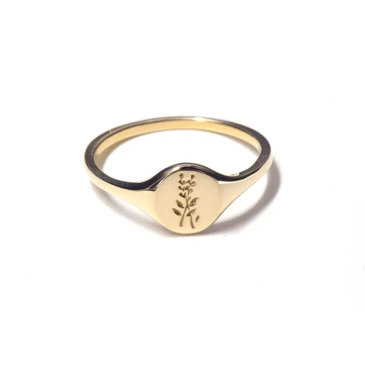 gold mini signet ring - lavender