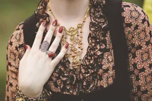 Gold Tone Etruscan Statement Necklace