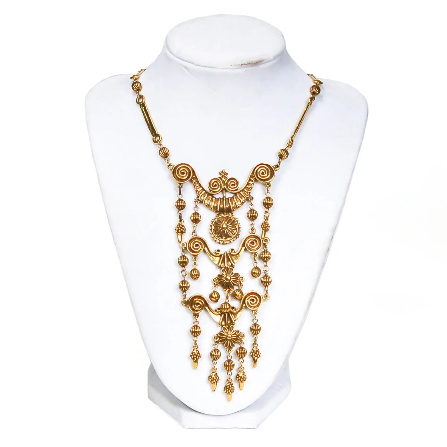 Gold Tone Etruscan Statement Necklace