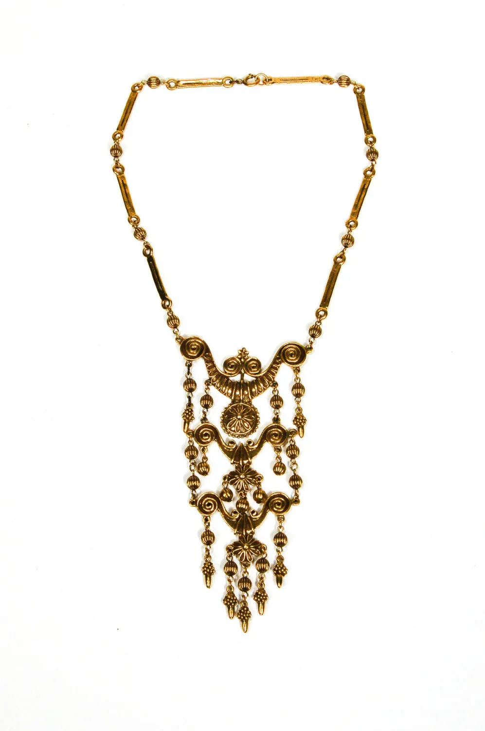 Gold Tone Etruscan Statement Necklace