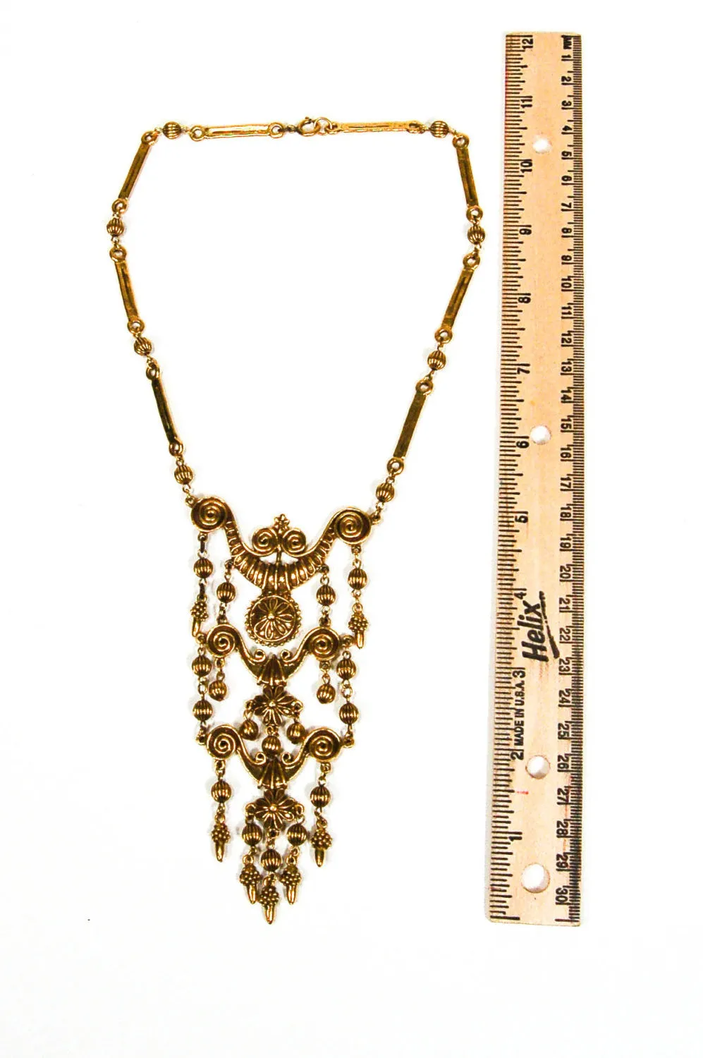 Gold Tone Etruscan Statement Necklace