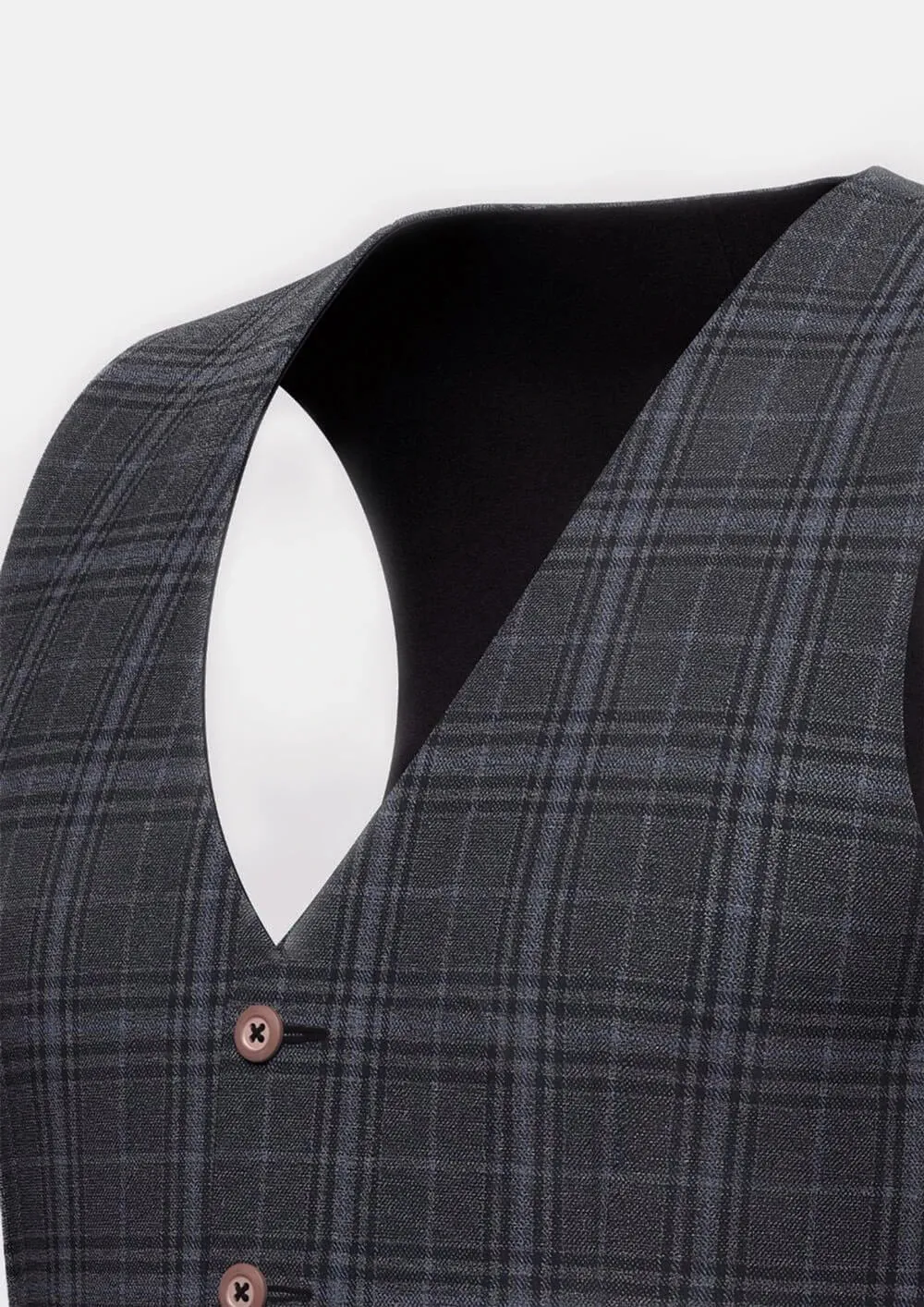Grey Two-Tone Plaid Vest