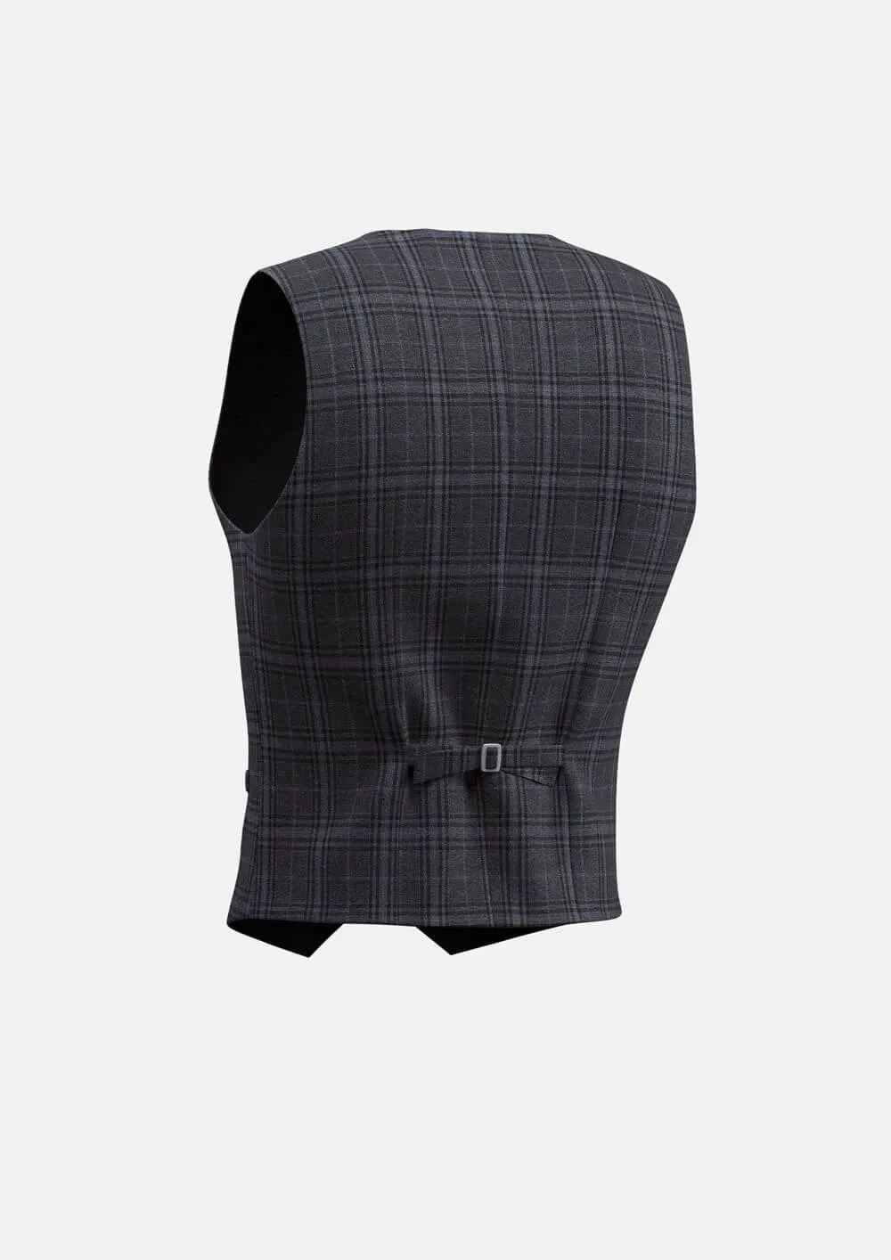 Grey Two-Tone Plaid Vest