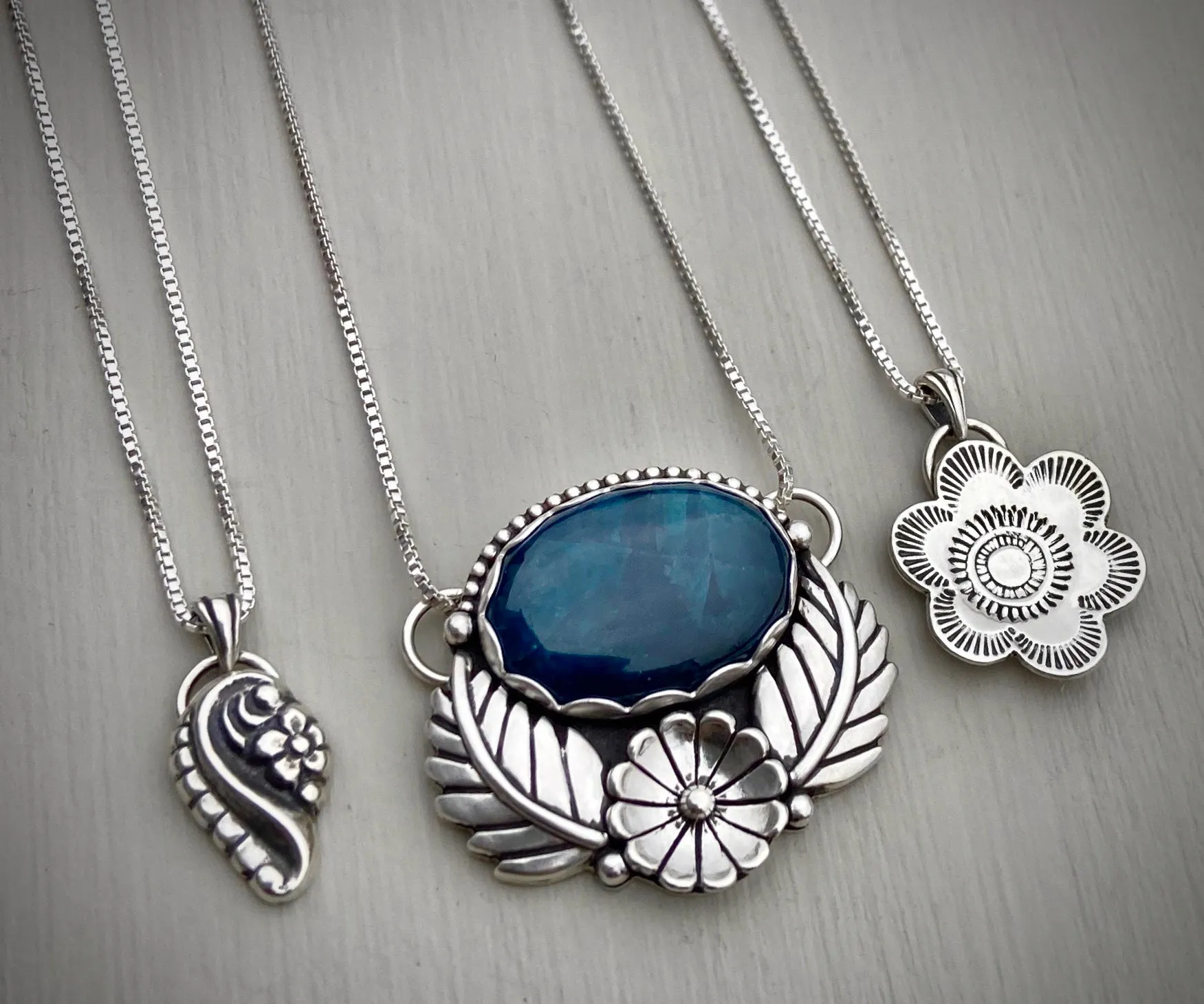 Hand Stamped Flower Necklace
