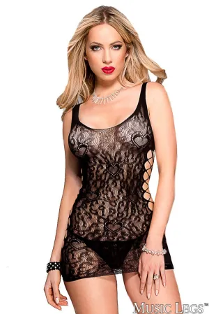 Heart Design Lace Mini Black