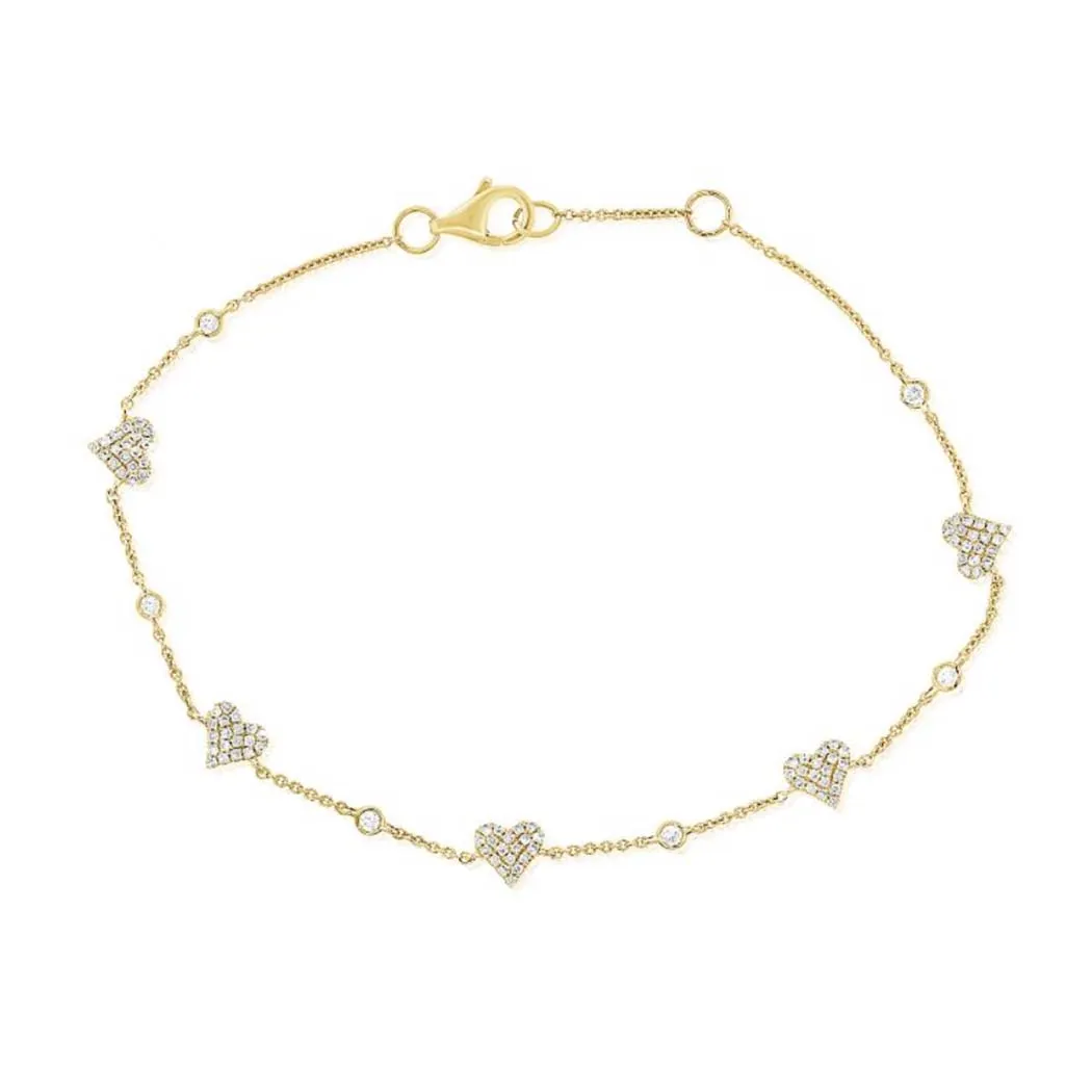 Hearts and Bezels Statement Bracelet