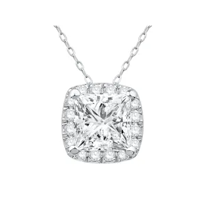 Hidden Halo Necklace with 1.10ct of Laboratory Grown Diamonds in 9ct White Gold
