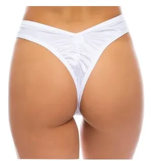 High Waist Scrunch Bottom Thong White