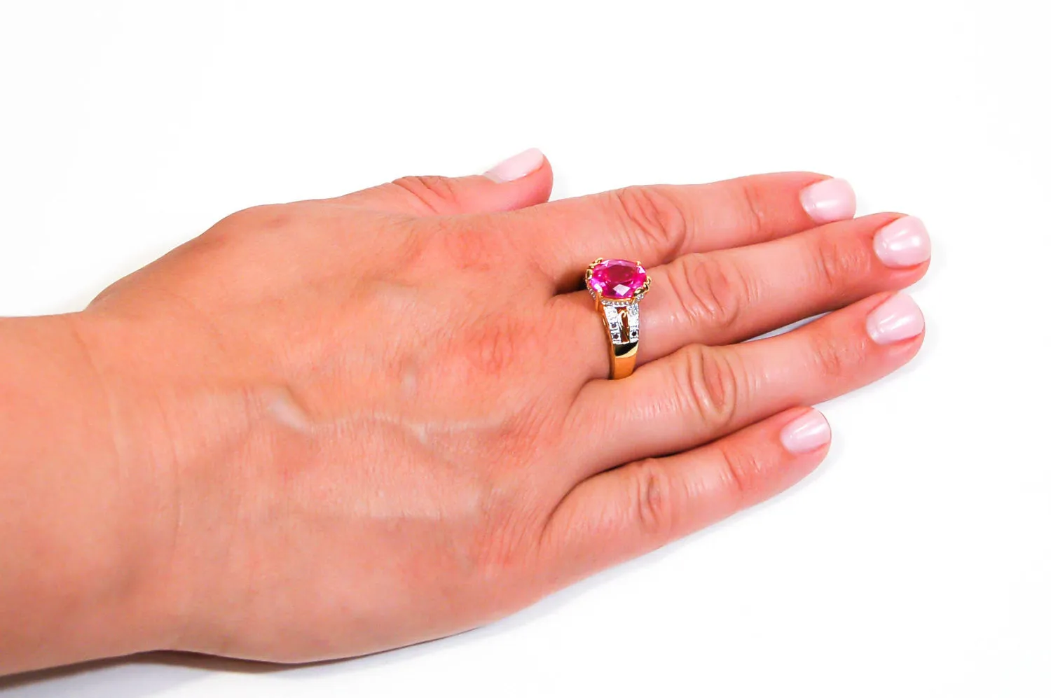 Hot Pink CZ Statement Solitaire Ring