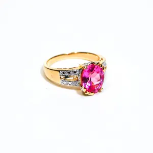 Hot Pink CZ Statement Solitaire Ring
