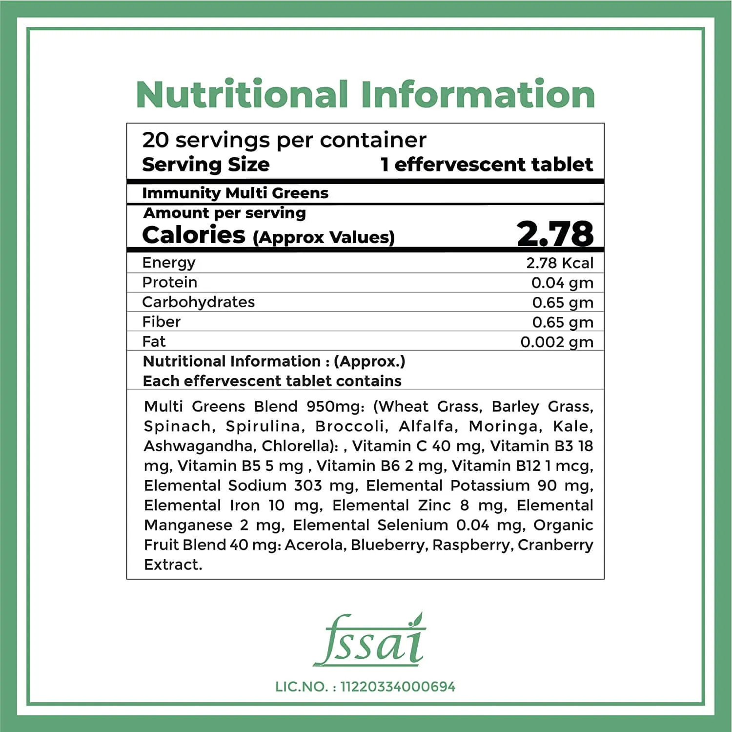 Immunity Multi Greens Effervescent Tablets