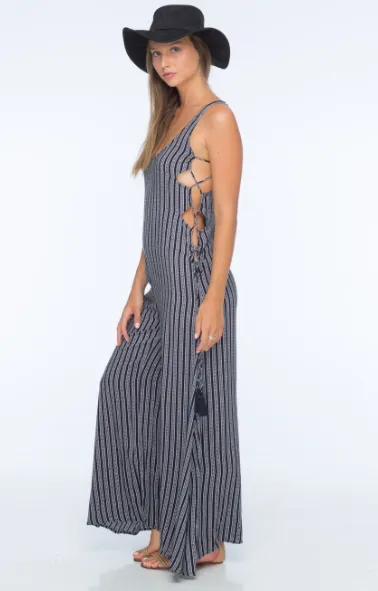 Indah Wander Lace Up Side Jumpsuit | Black Nobel | SALE
