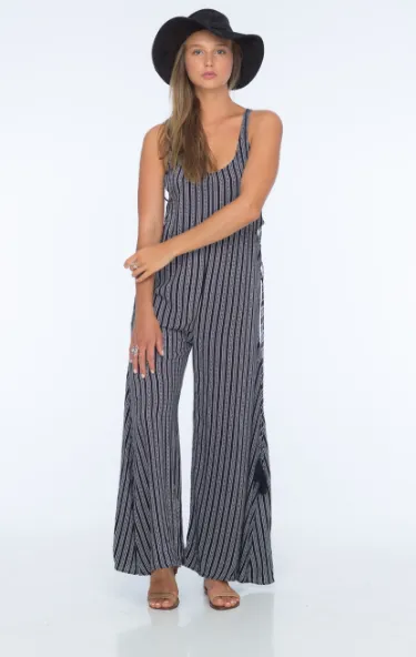 Indah Wander Lace Up Side Jumpsuit | Black Nobel | SALE