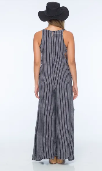 Indah Wander Lace Up Side Jumpsuit | Black Nobel | SALE