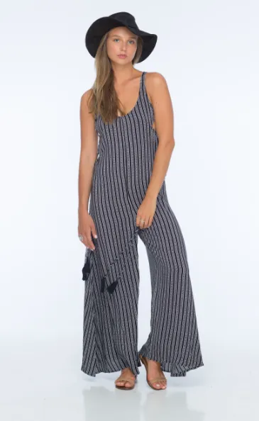 Indah Wander Lace Up Side Jumpsuit | Black Nobel | SALE