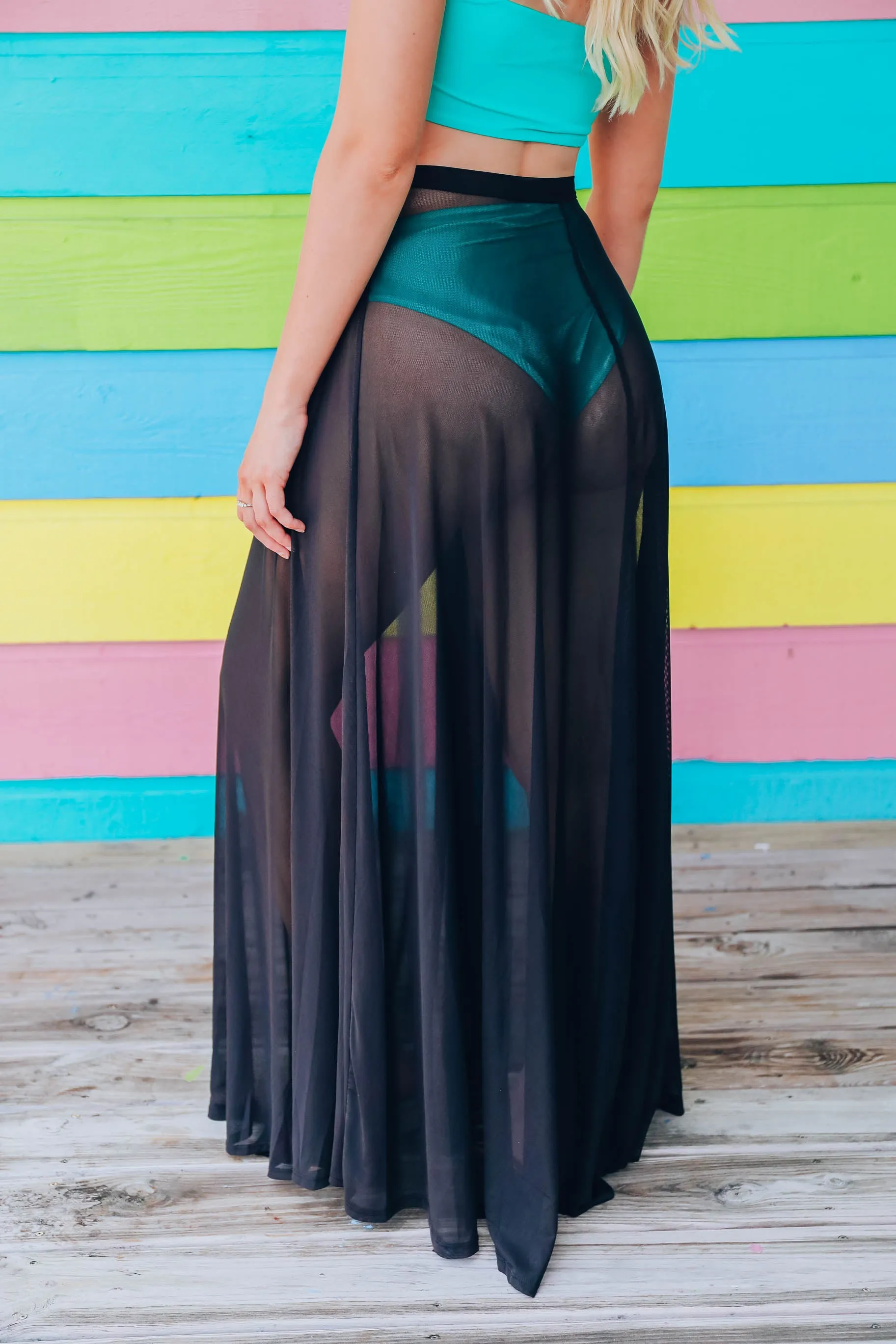 Island Time Mesh Skirt - Black Swimsuit Cover