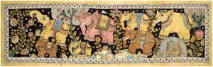Joyful Elephants - Cotton Kalamkari Painting