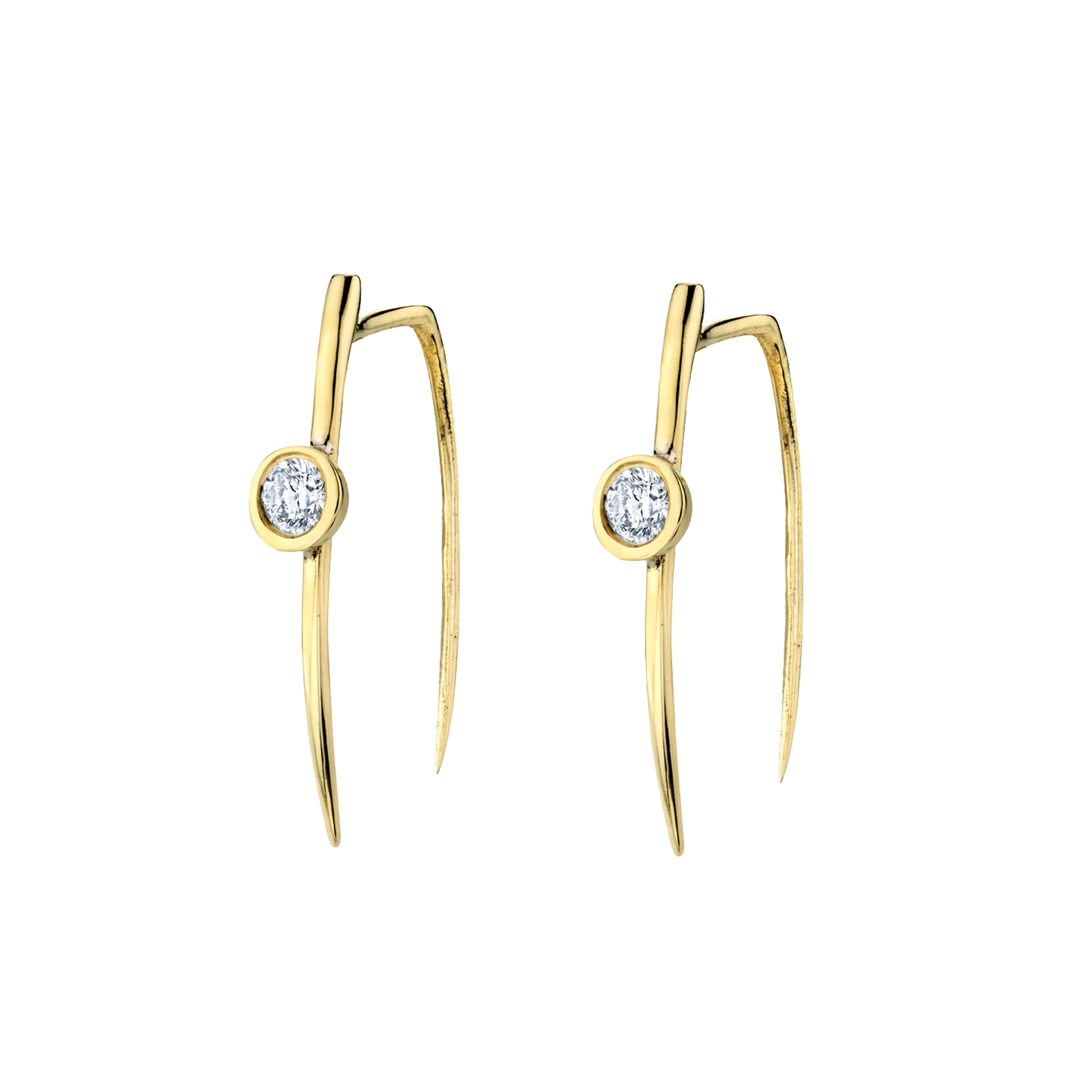 Large Infinite Tusk Earring with Floating Diamond