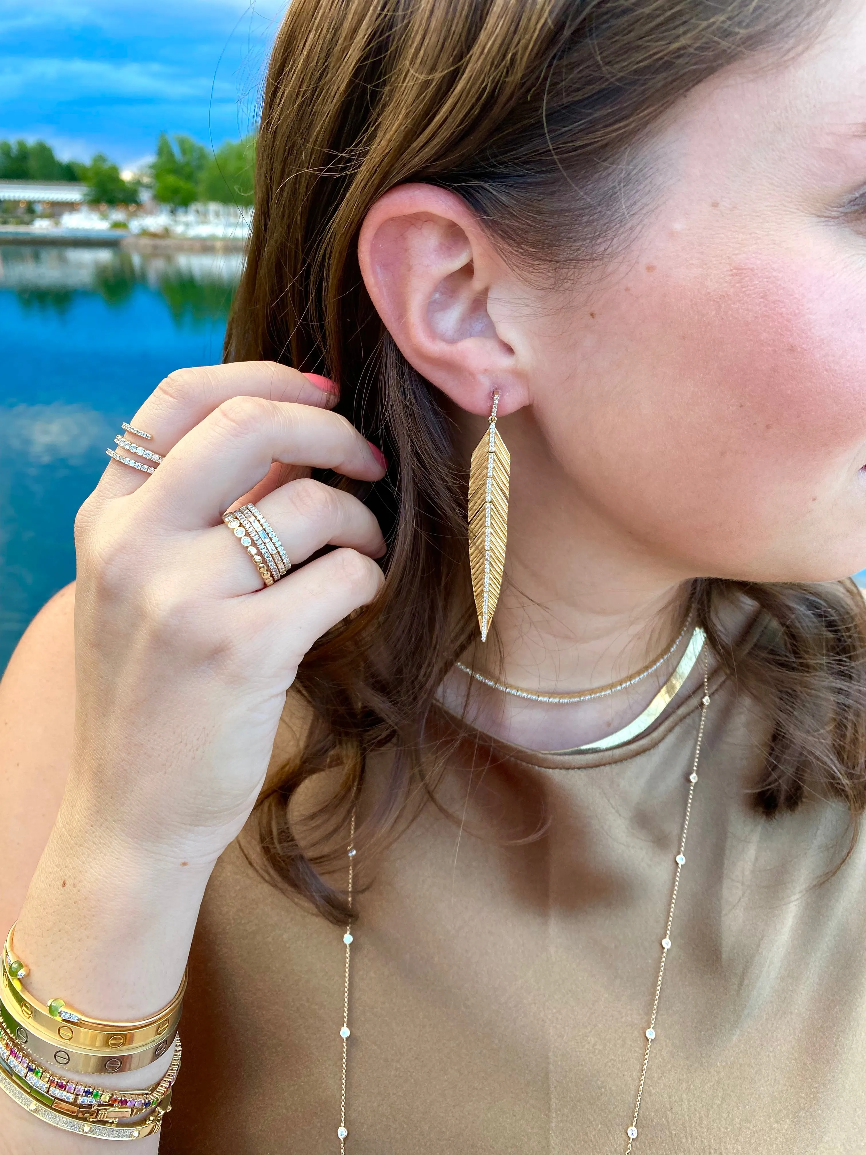 Large Leaf Dangle Earrings
