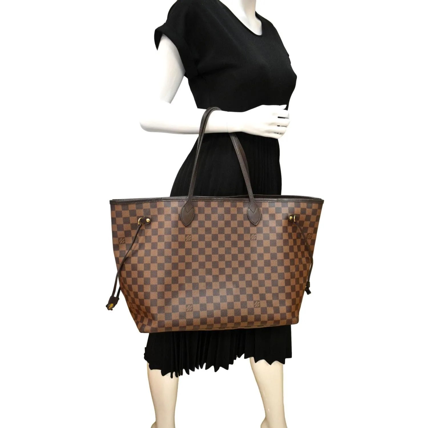 LOUIS VUITTON Neverfull GM Damier Ebene Tote Shoulder Bag Brown