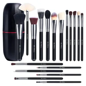 Makeup Brushes  Premium Synthetic Foundation Powder Concealers Eye Shadows Makeup 18 Pcs Brush Set, Black Color with Case