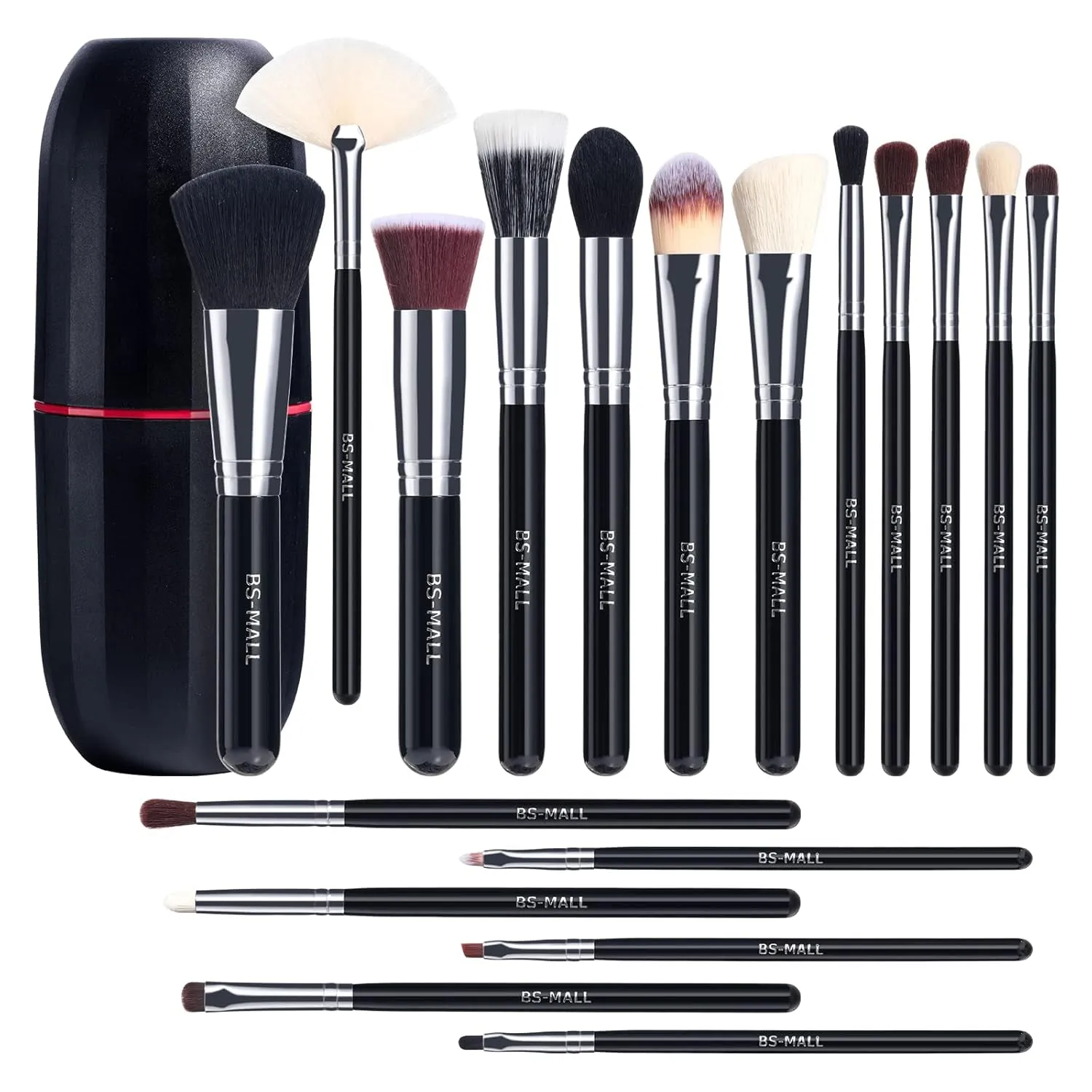 Makeup Brushes  Premium Synthetic Foundation Powder Concealers Eye Shadows Makeup 18 Pcs Brush Set, Black Color with Case