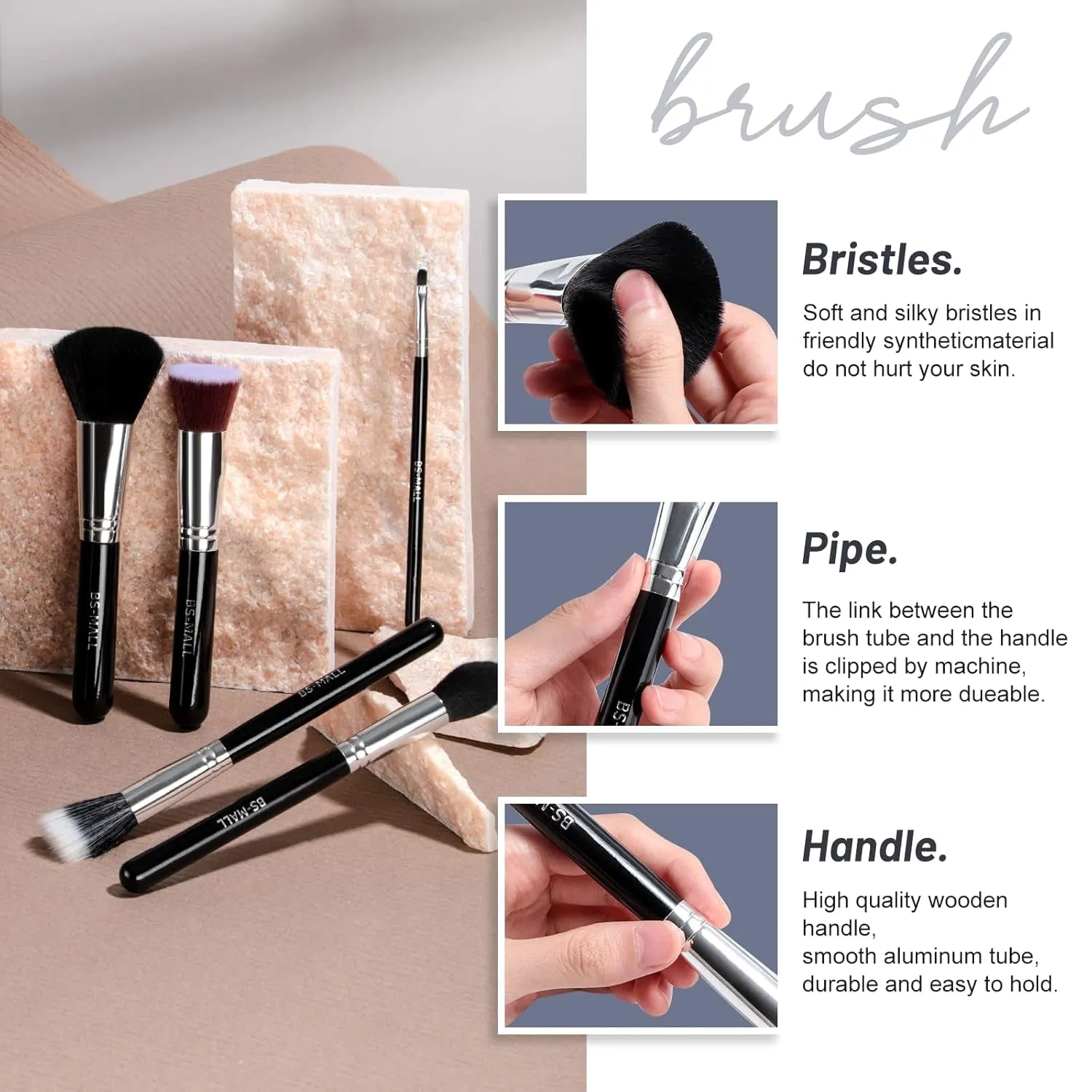 Makeup Brushes  Premium Synthetic Foundation Powder Concealers Eye Shadows Makeup 18 Pcs Brush Set, Black Color with Case
