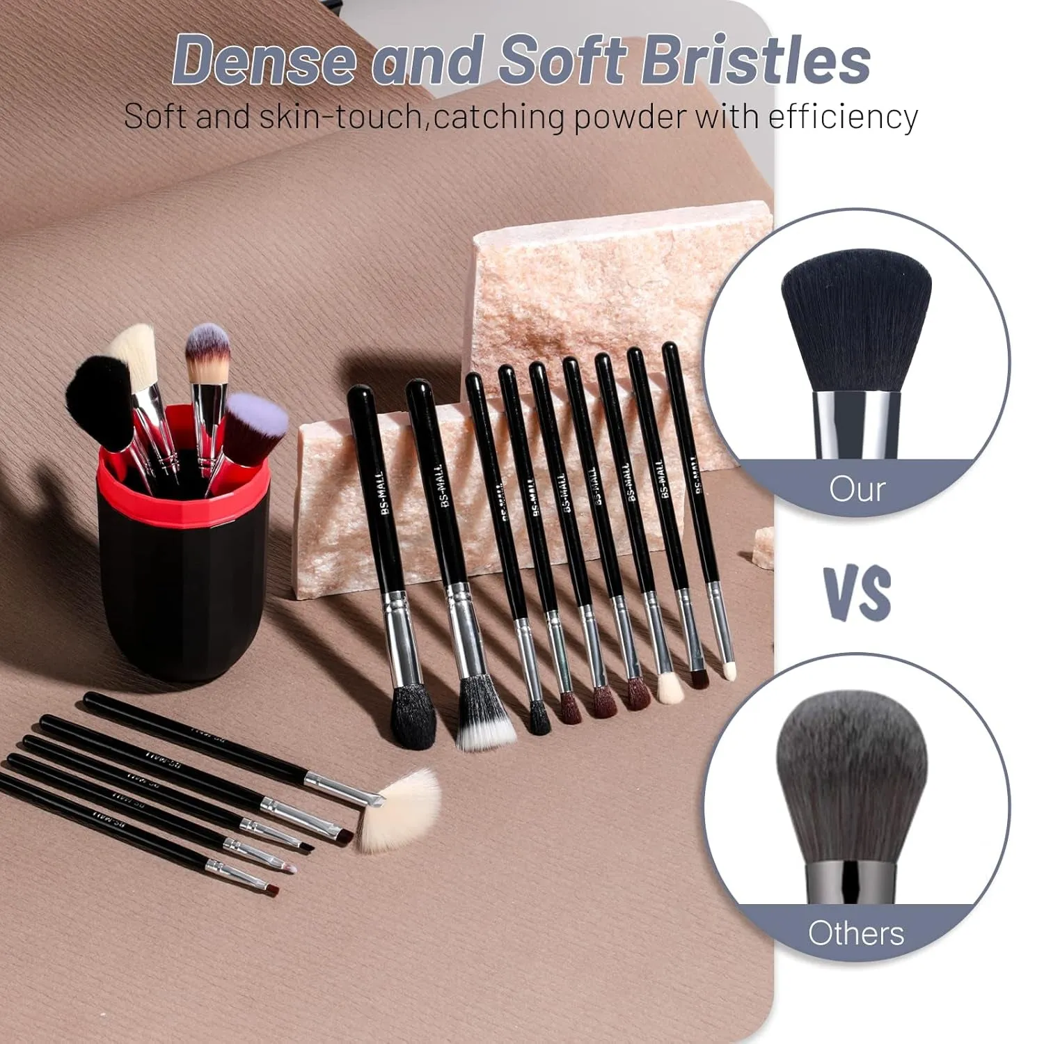 Makeup Brushes  Premium Synthetic Foundation Powder Concealers Eye Shadows Makeup 18 Pcs Brush Set, Black Color with Case