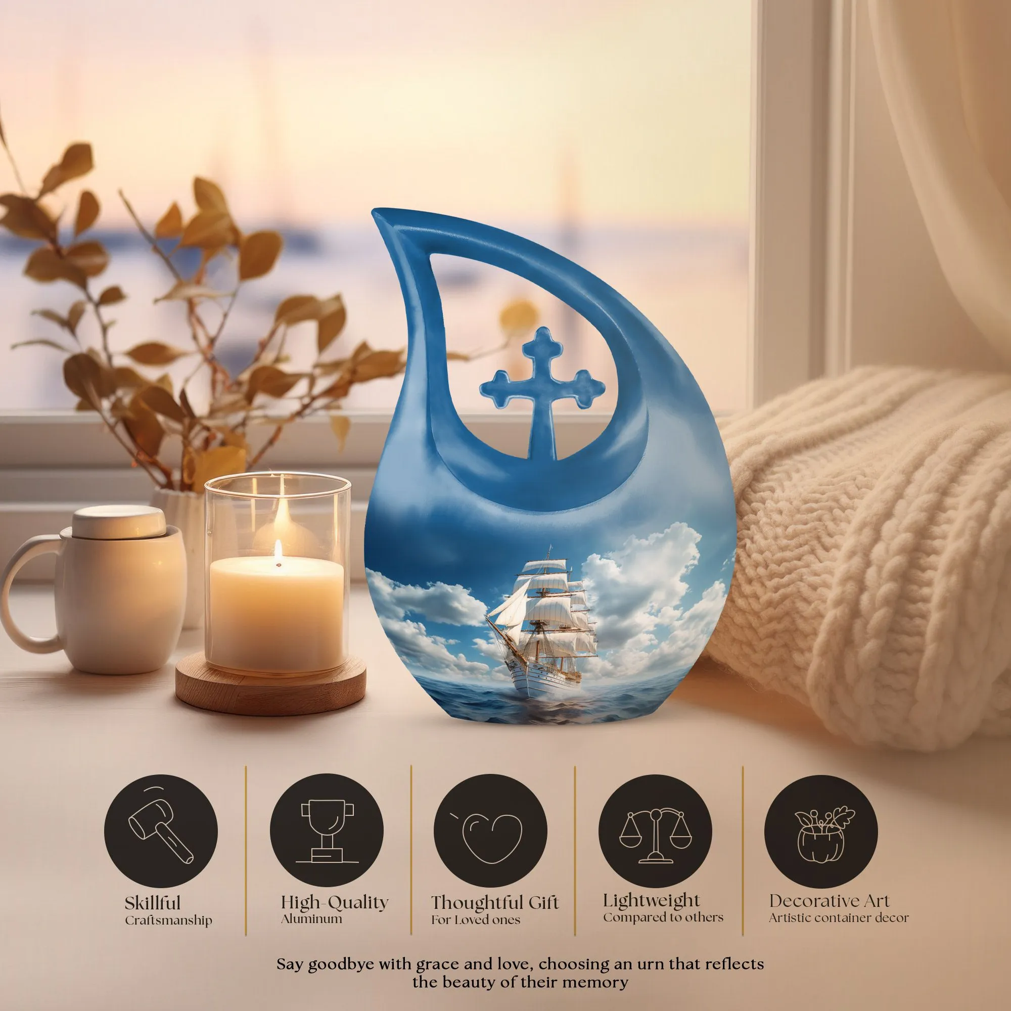 Maritime Voyage Ship Urn & Marble Urn - Revered Memorial Urn