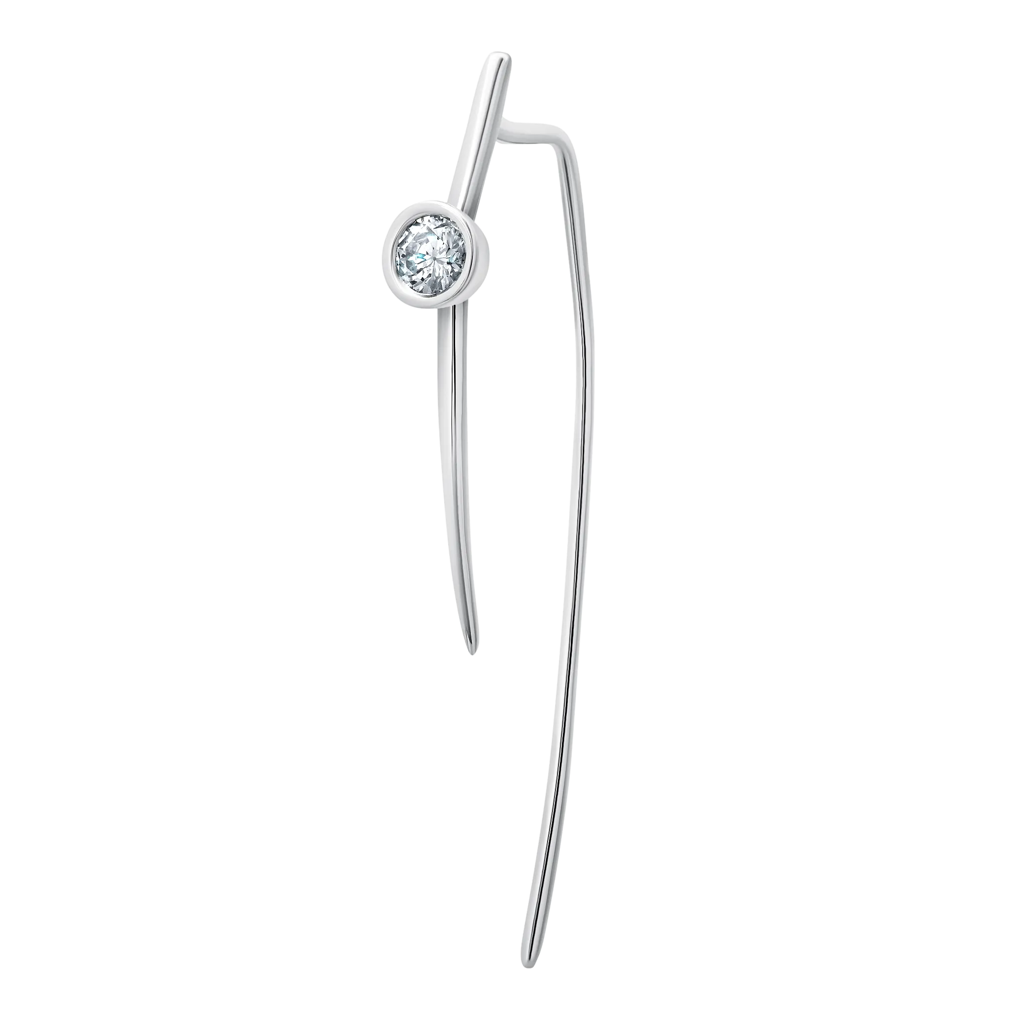 Medium Infinite Tusk Earring with Floating Diamond