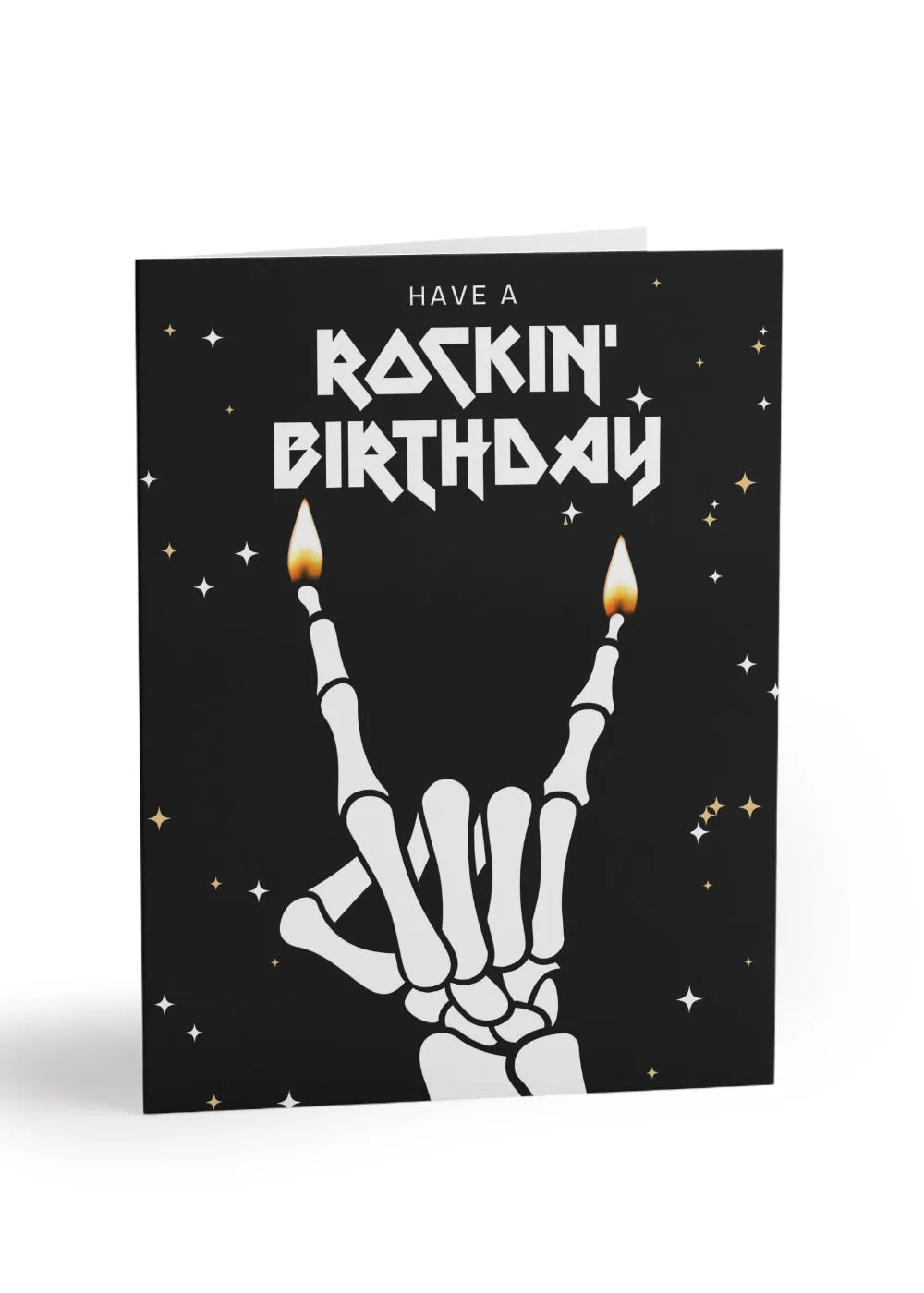 Metal Horns Skeleton Happy Birthday Card