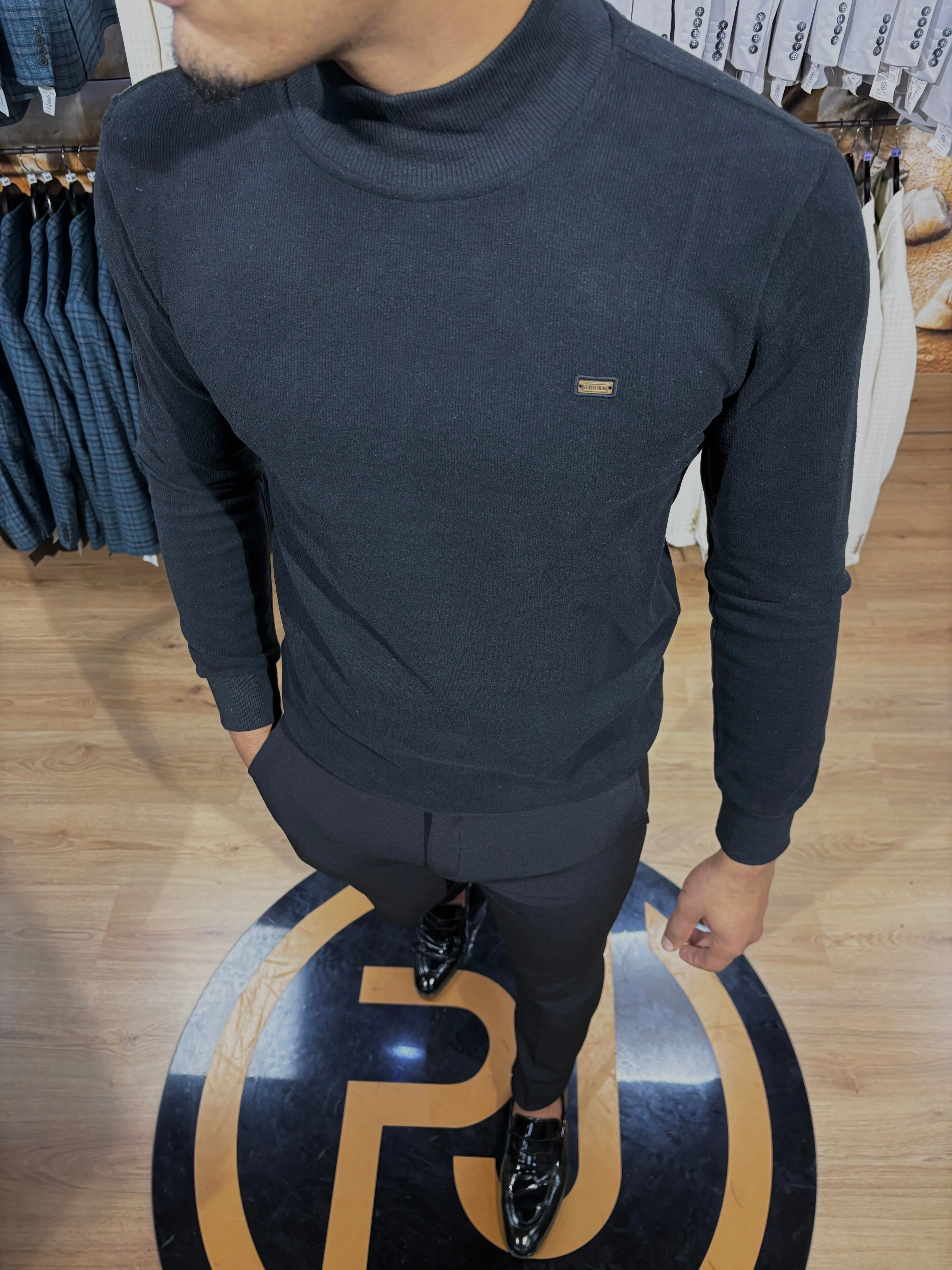 Mock Turtle Neck Jumper - Black
