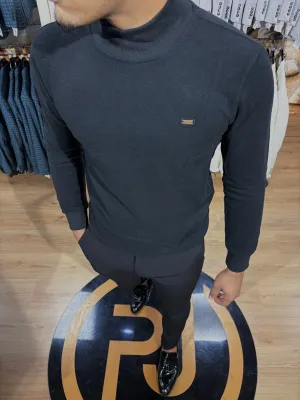 Mock Turtle Neck Jumper - Black
