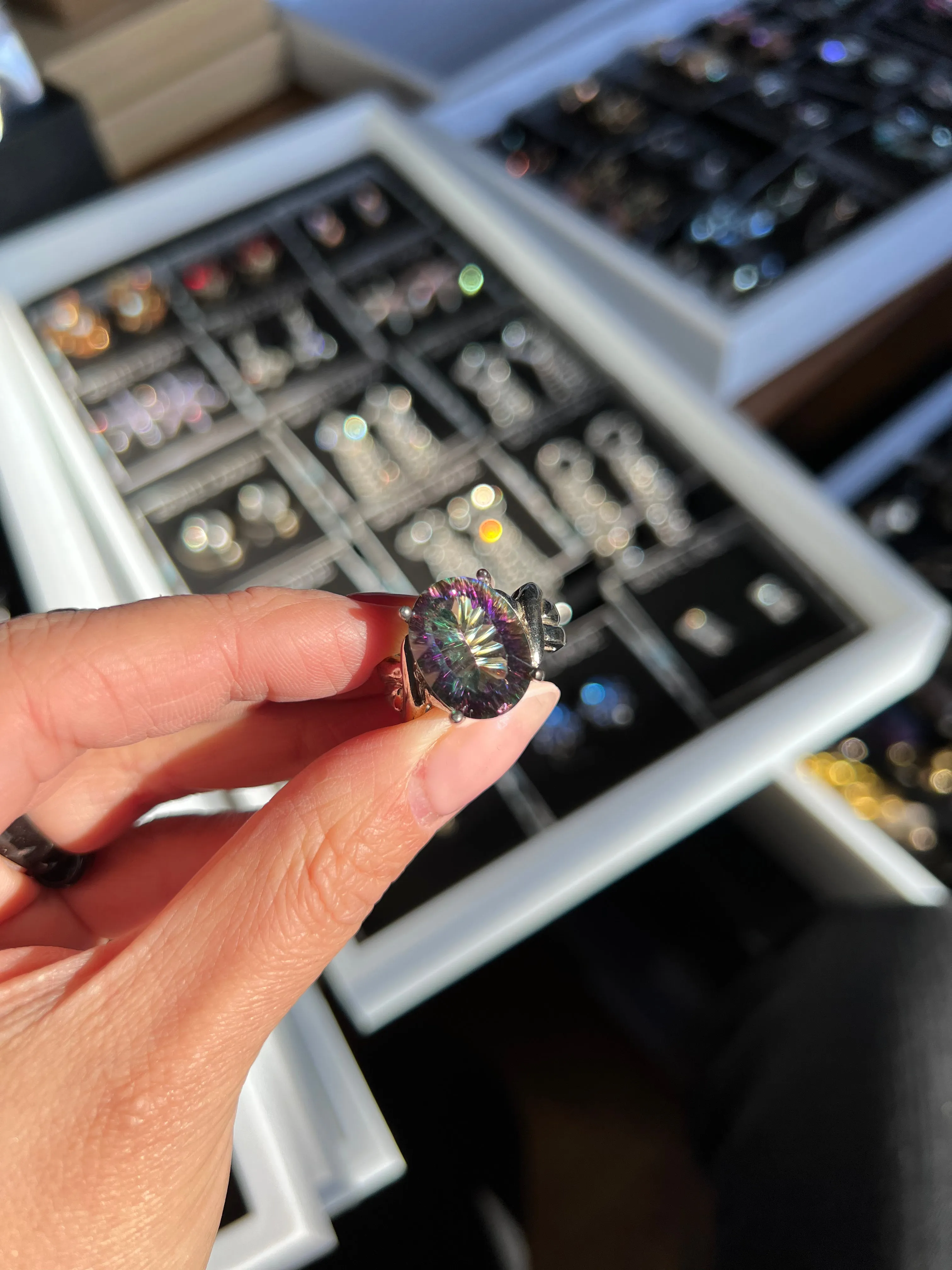 Mystic Rainbow Topaz Statement Ring