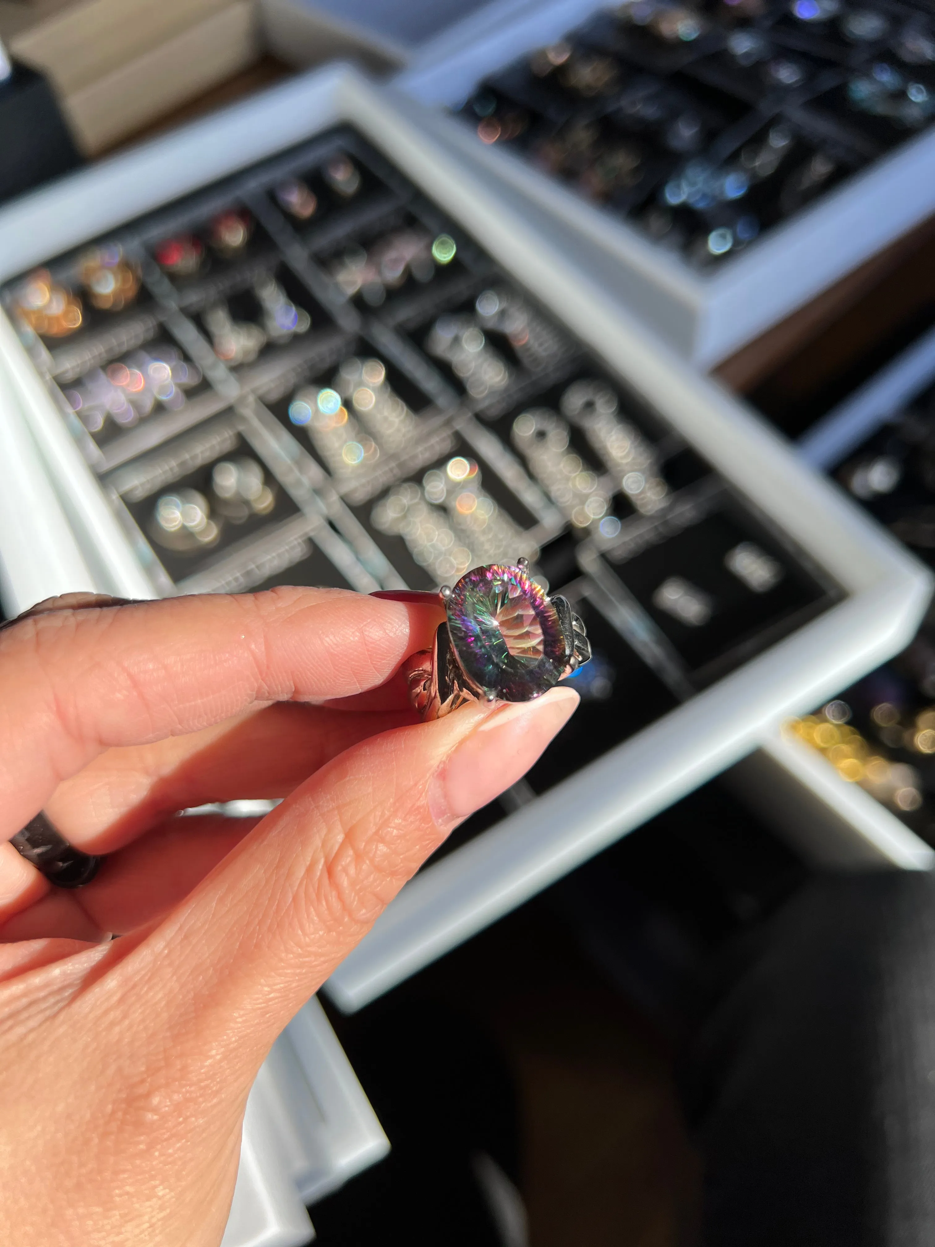 Mystic Rainbow Topaz Statement Ring