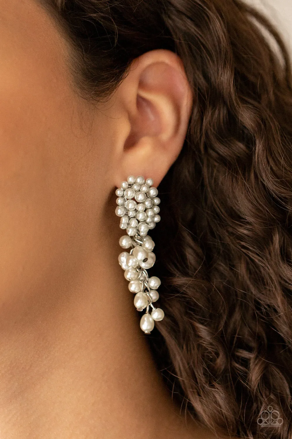 Paparazzi Fabulously Flattering - White Pearl Earrings
