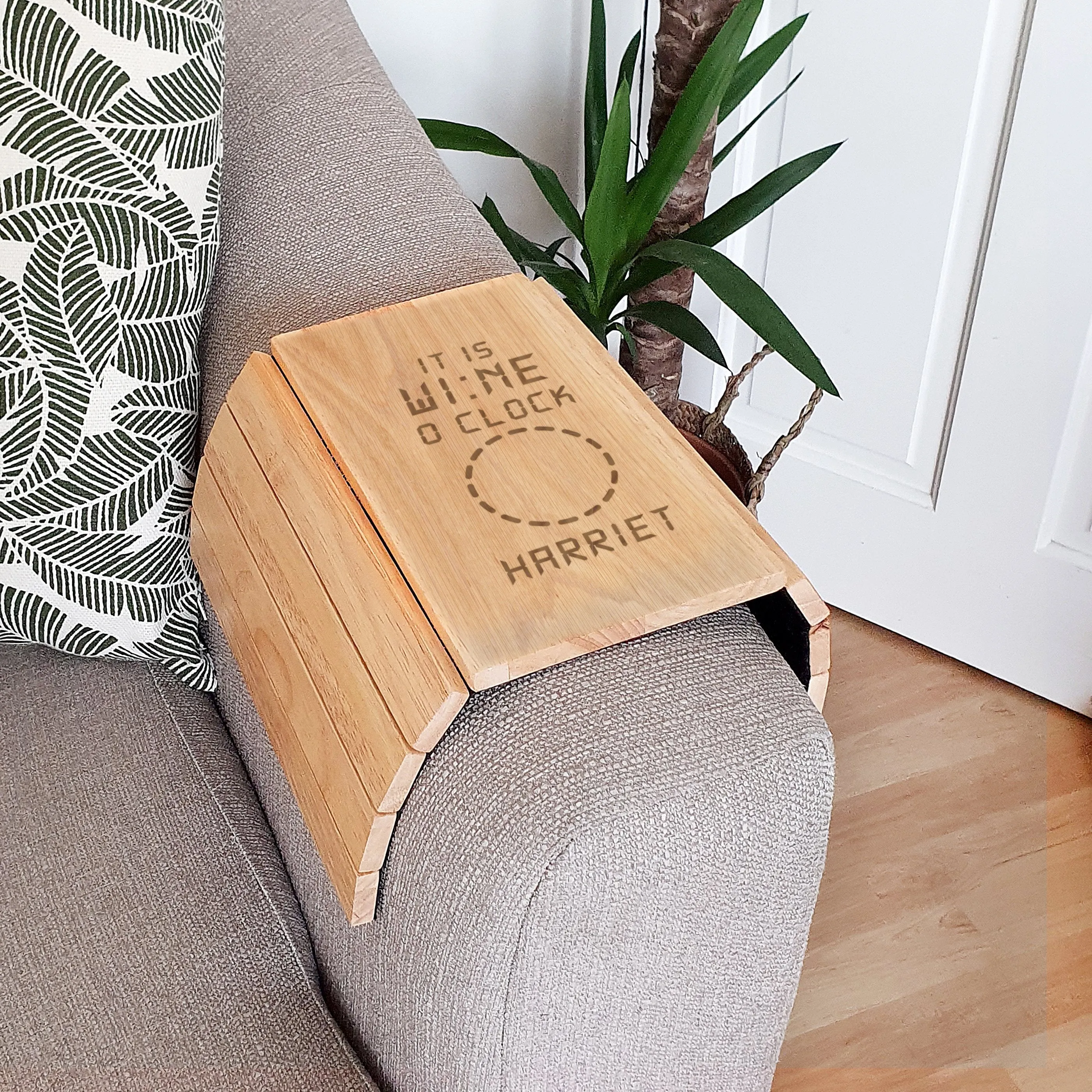 Personalised Wooden Sofa Tray It's Wine O'Clock