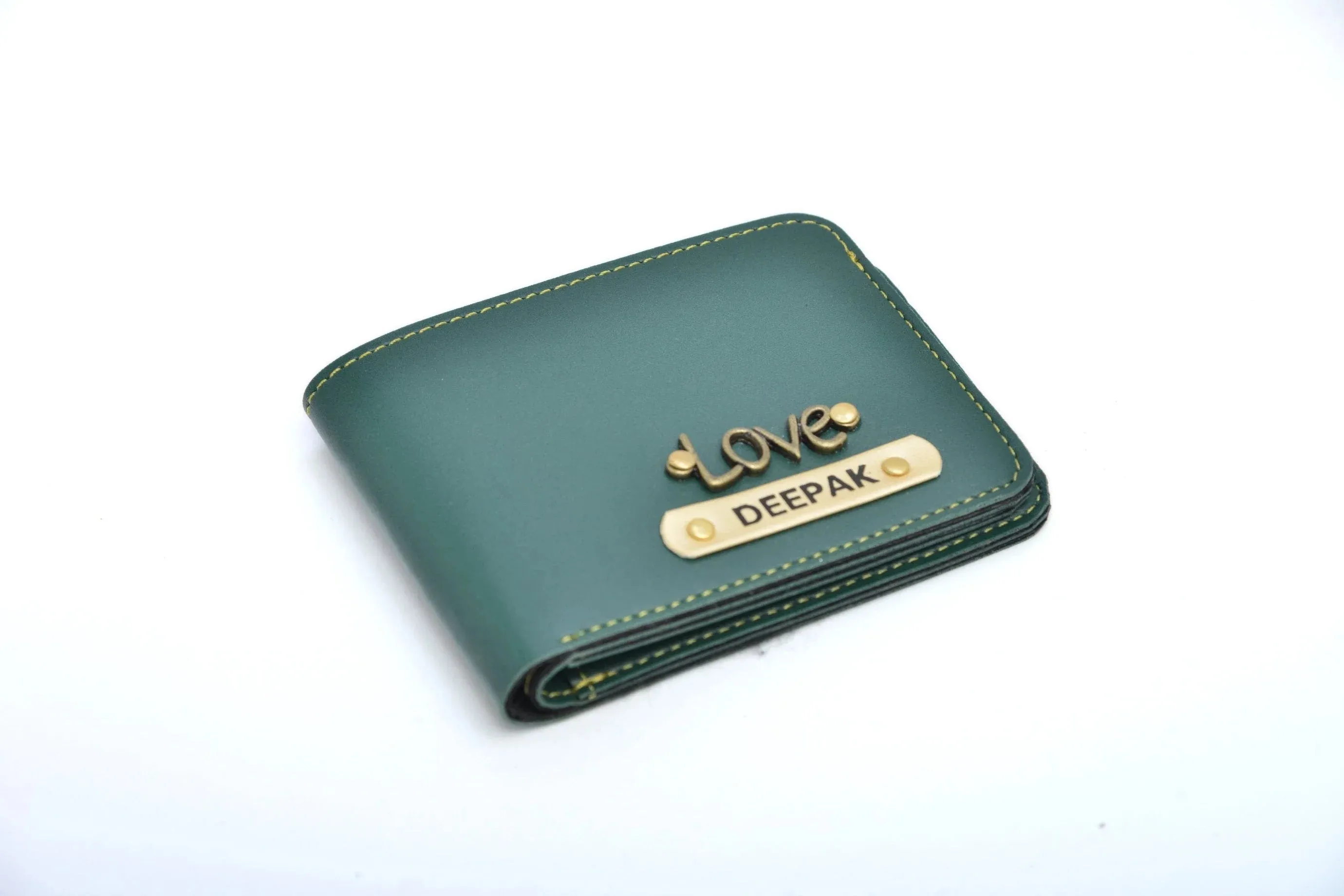 Personalized Couple's Combo : Mini Makeup Kit & Men's Wallet-Olive green