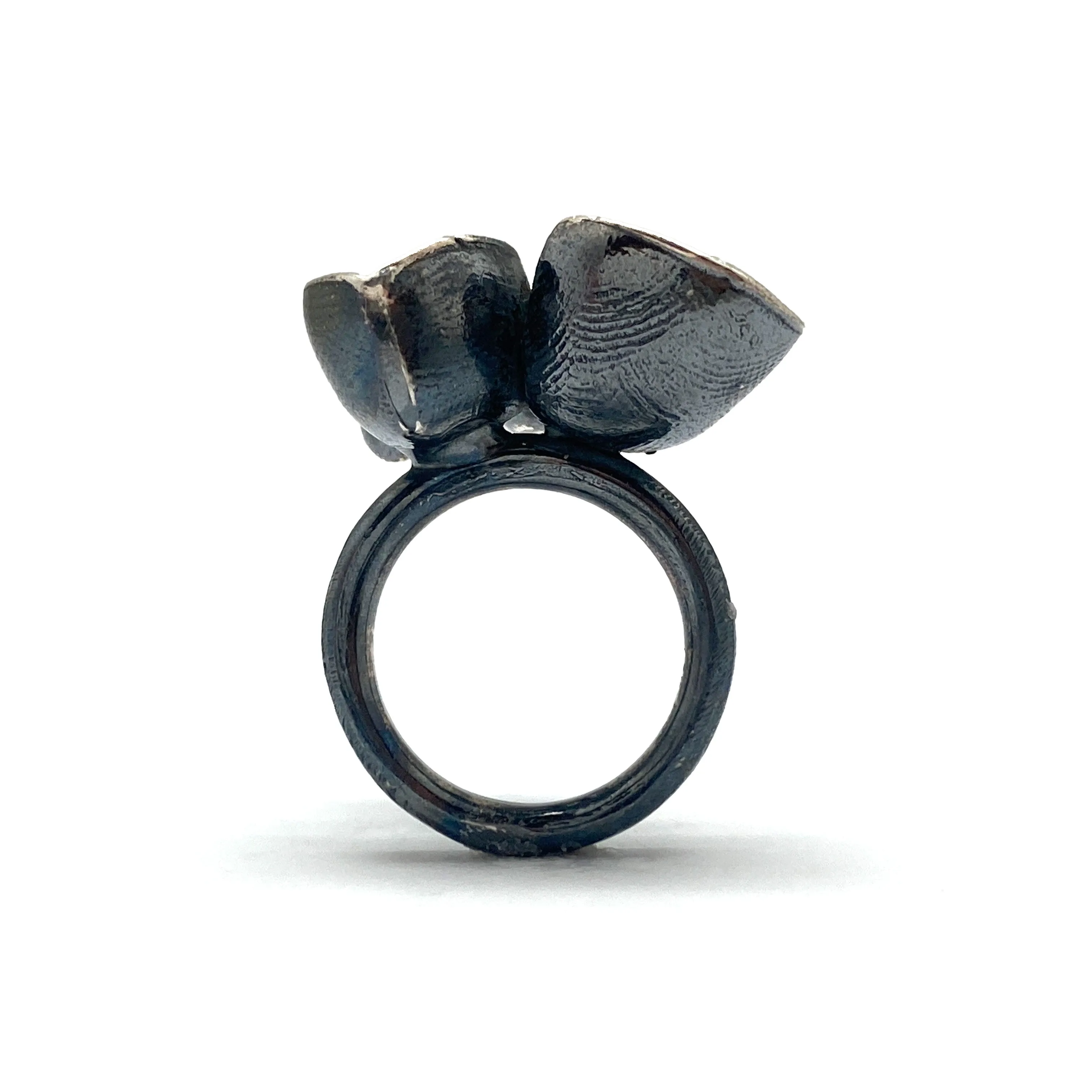 Pink and Oxidized Silver Ring