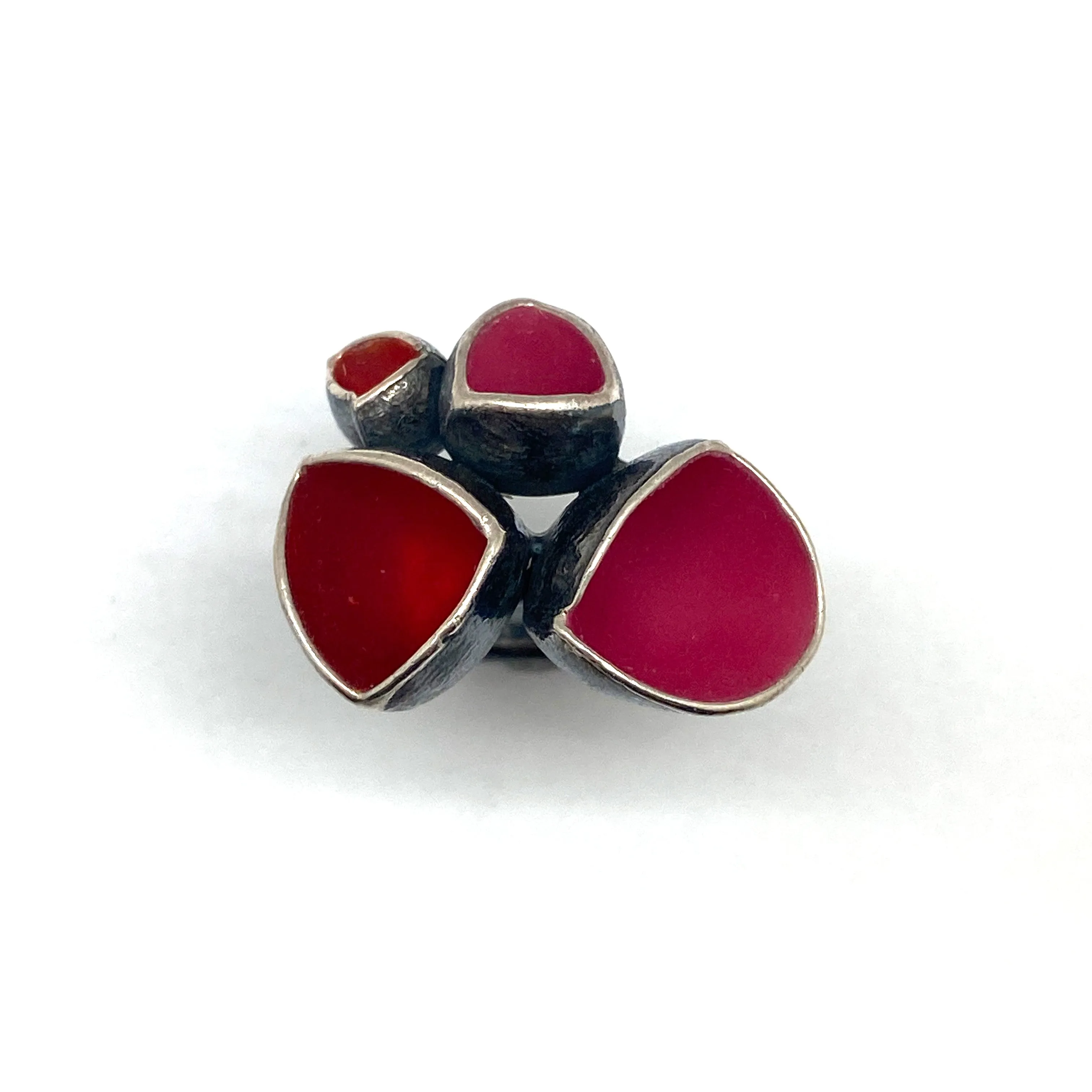 Pink and Oxidized Silver Ring